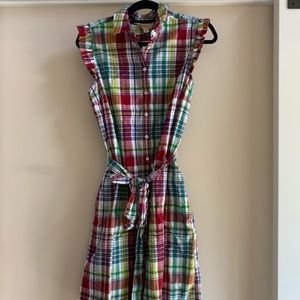 Brooks Brothers Red Fleece Madras Dress Size 10